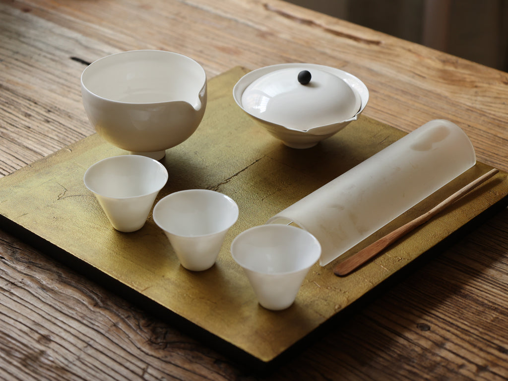 Bronze Gold Wood Tray-  Square