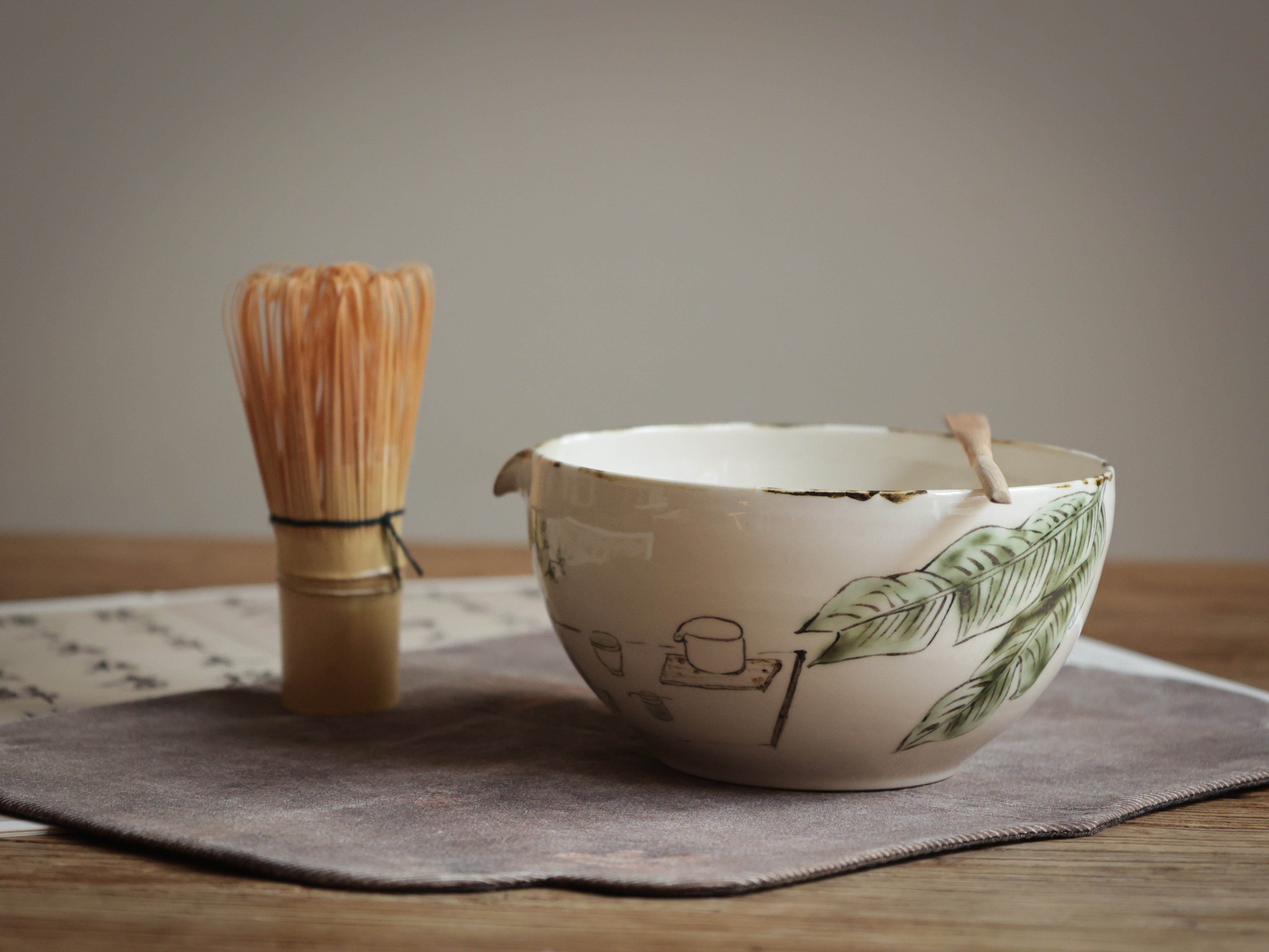Hand-pained Matcha Ceremony Scene Tea Bowl