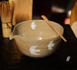 Hand-painted Birds Tea Bowl ( Matcha Chawan)- Light