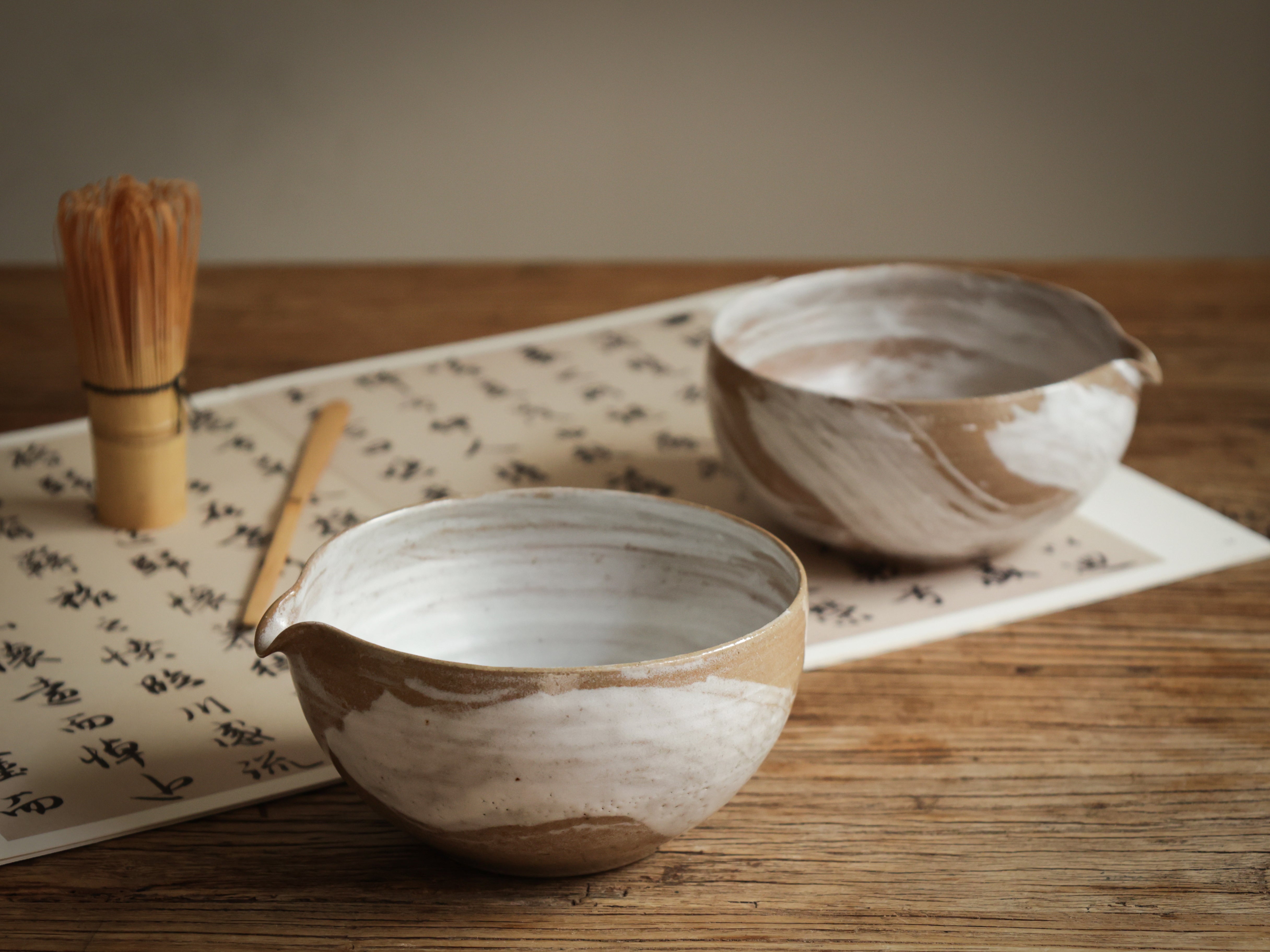 White Swirls Tea Bowl (Matcha Chawan)