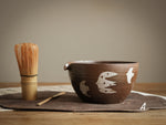 Hand-painted Birds Tea Bowl (Matcha Chawan)-Dark