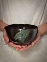 Handpainted Leaves Mettalic Tea Bowl (chawan) #06