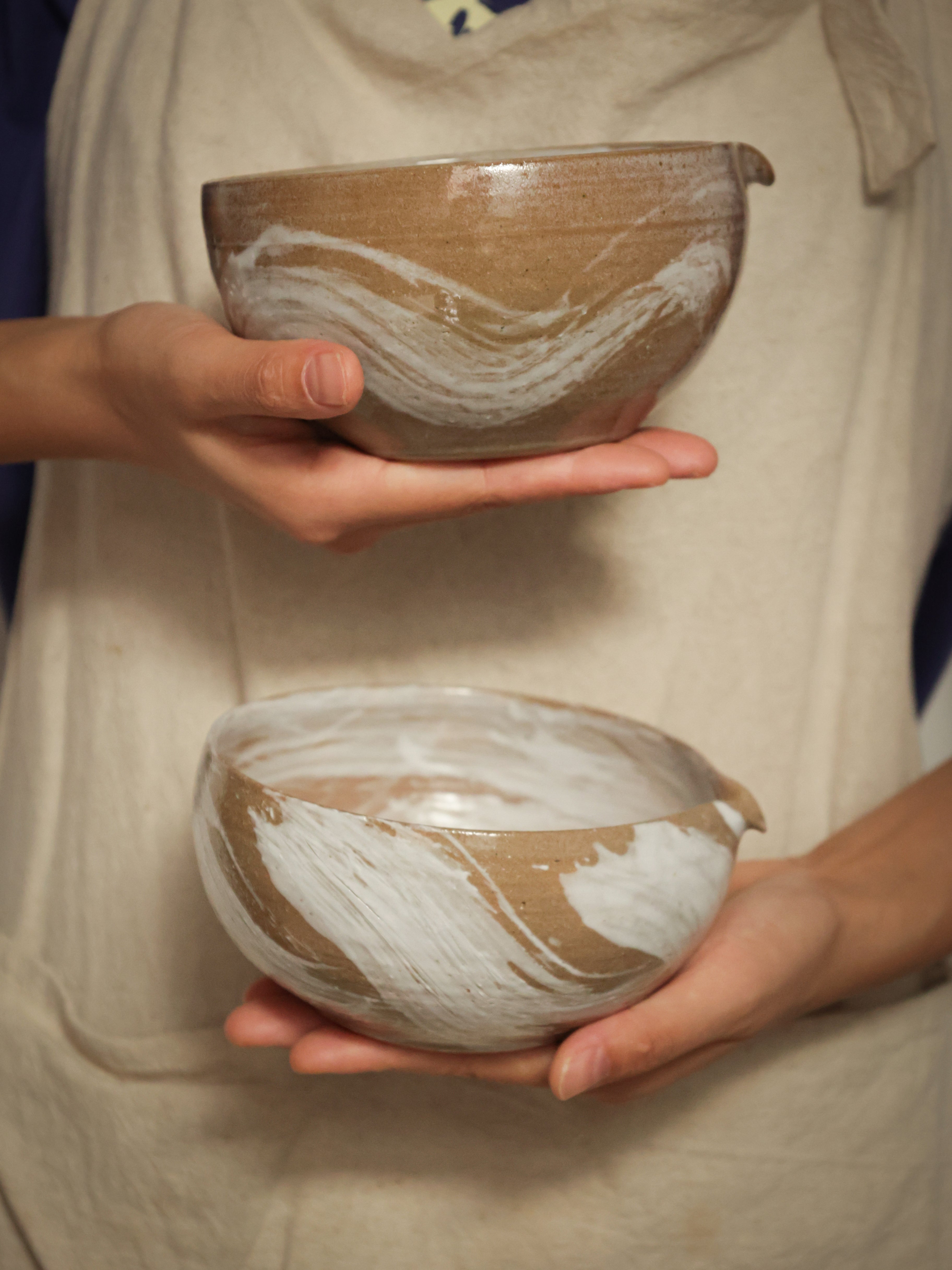 White Swirls Tea Bowl (Matcha Chawan)