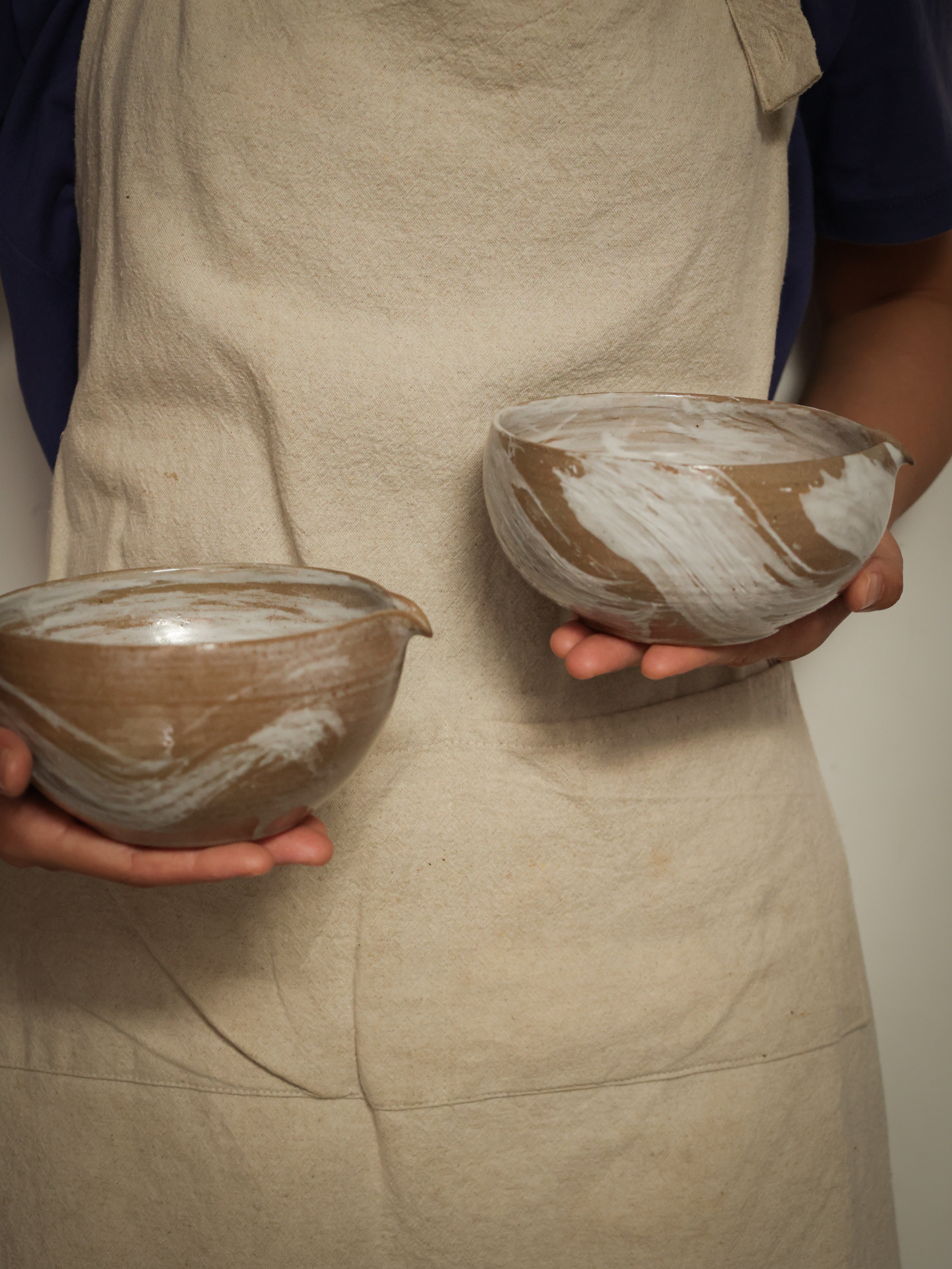White Swirls Tea Bowl (Matcha Chawan)