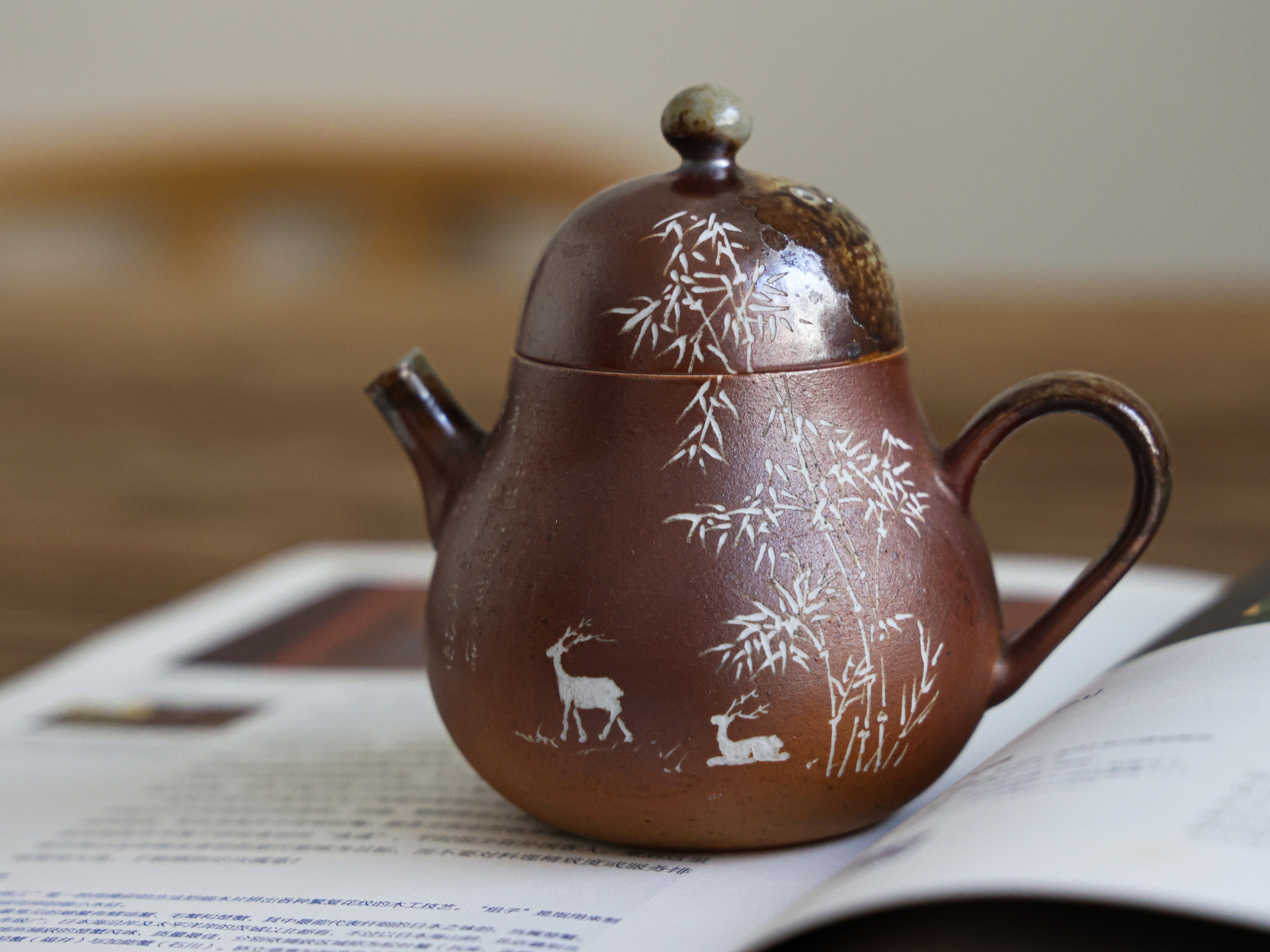 Hand-carved Woodfired Teapot #01
