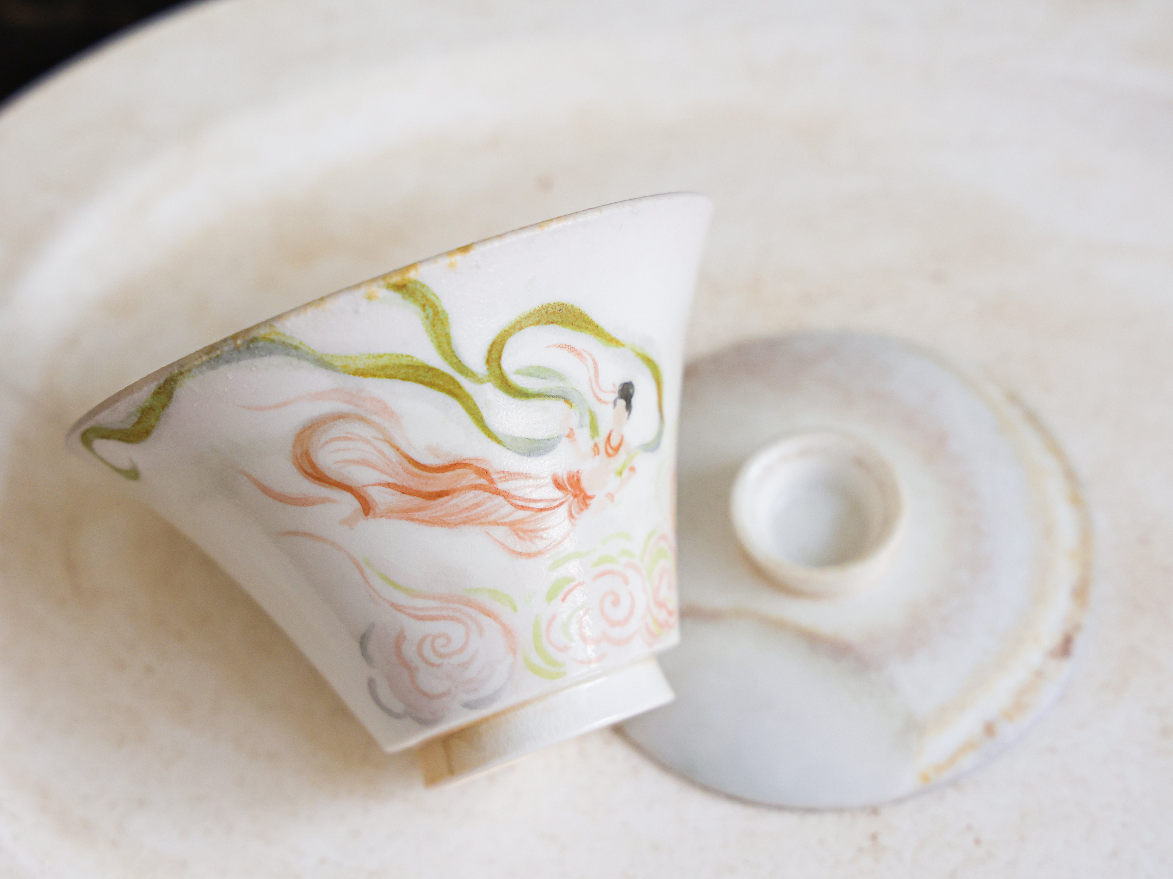 Handpainted Feitian Woodfired Gaiwan #001