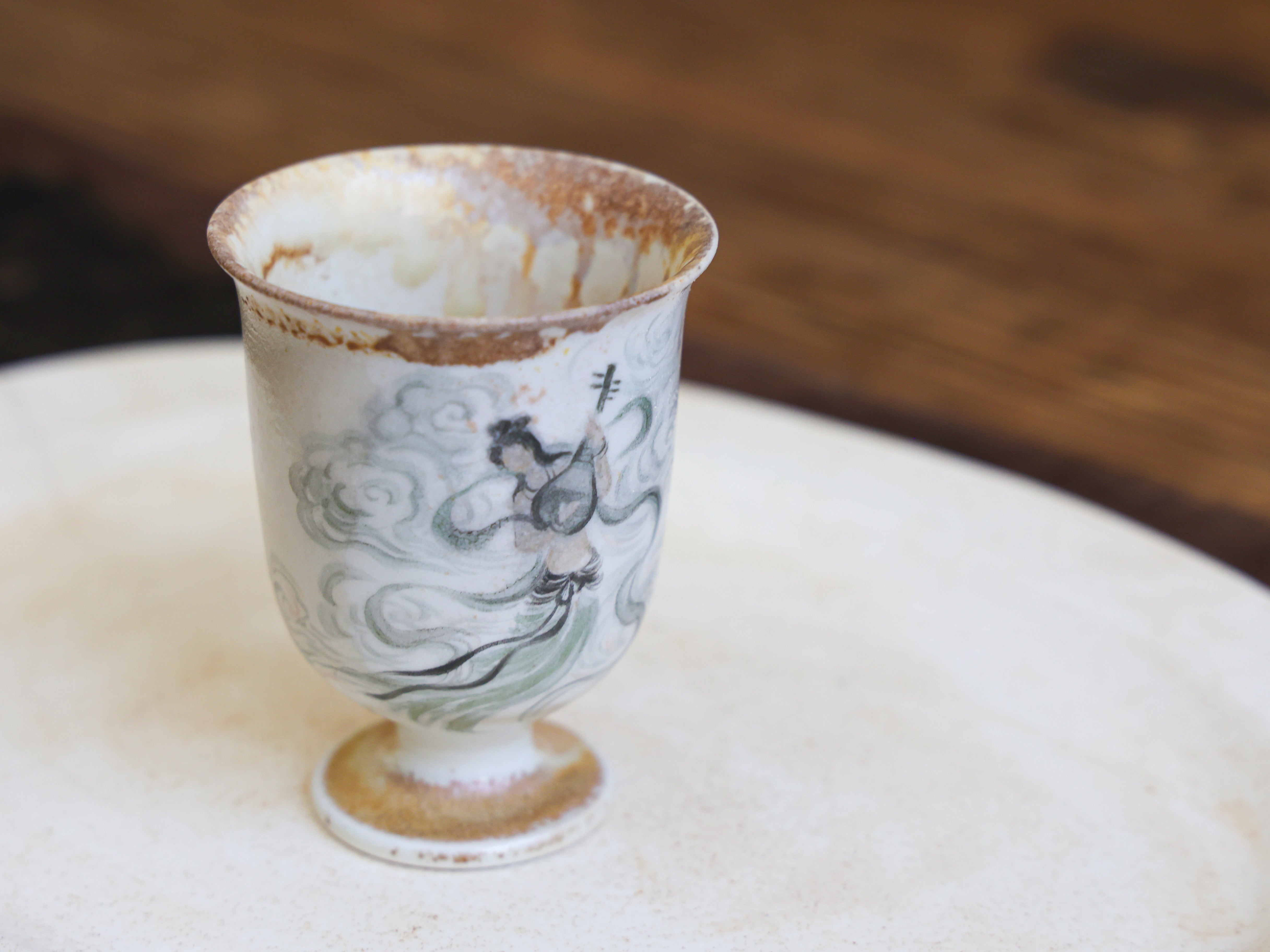 Handpainted Feitian Woodfired Teacup #003