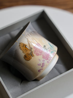 Handpainted Butterfly Woodfired Teacup #02