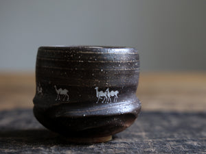 Handcarved Camels Woodfired Teacup