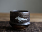 Handcarved Girl and Whale Woodfired Teacup