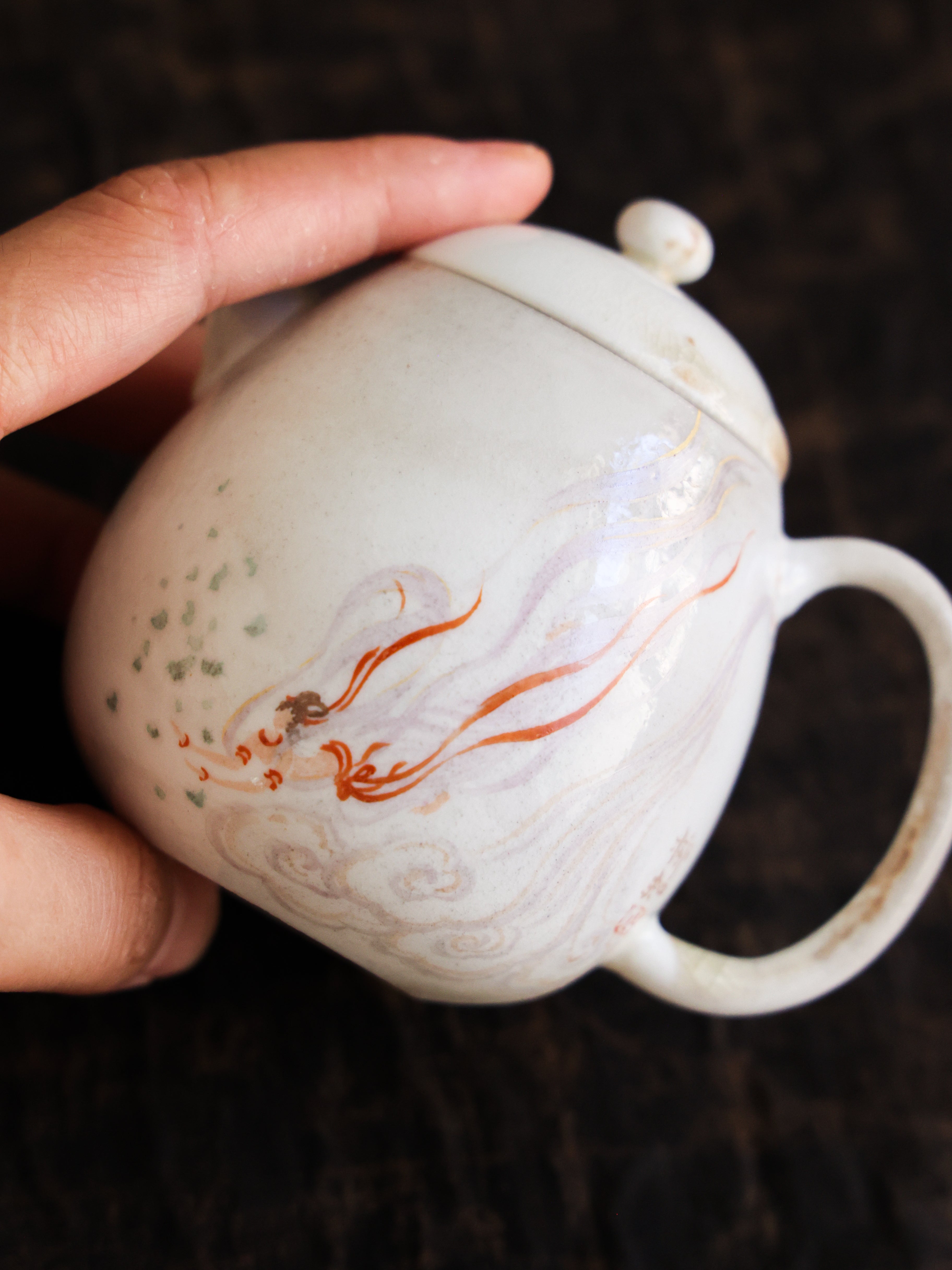 Handpainted Feitian Woodfired Teapot