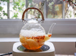 Swan Neck & Bamboo Joints Glass Kettle