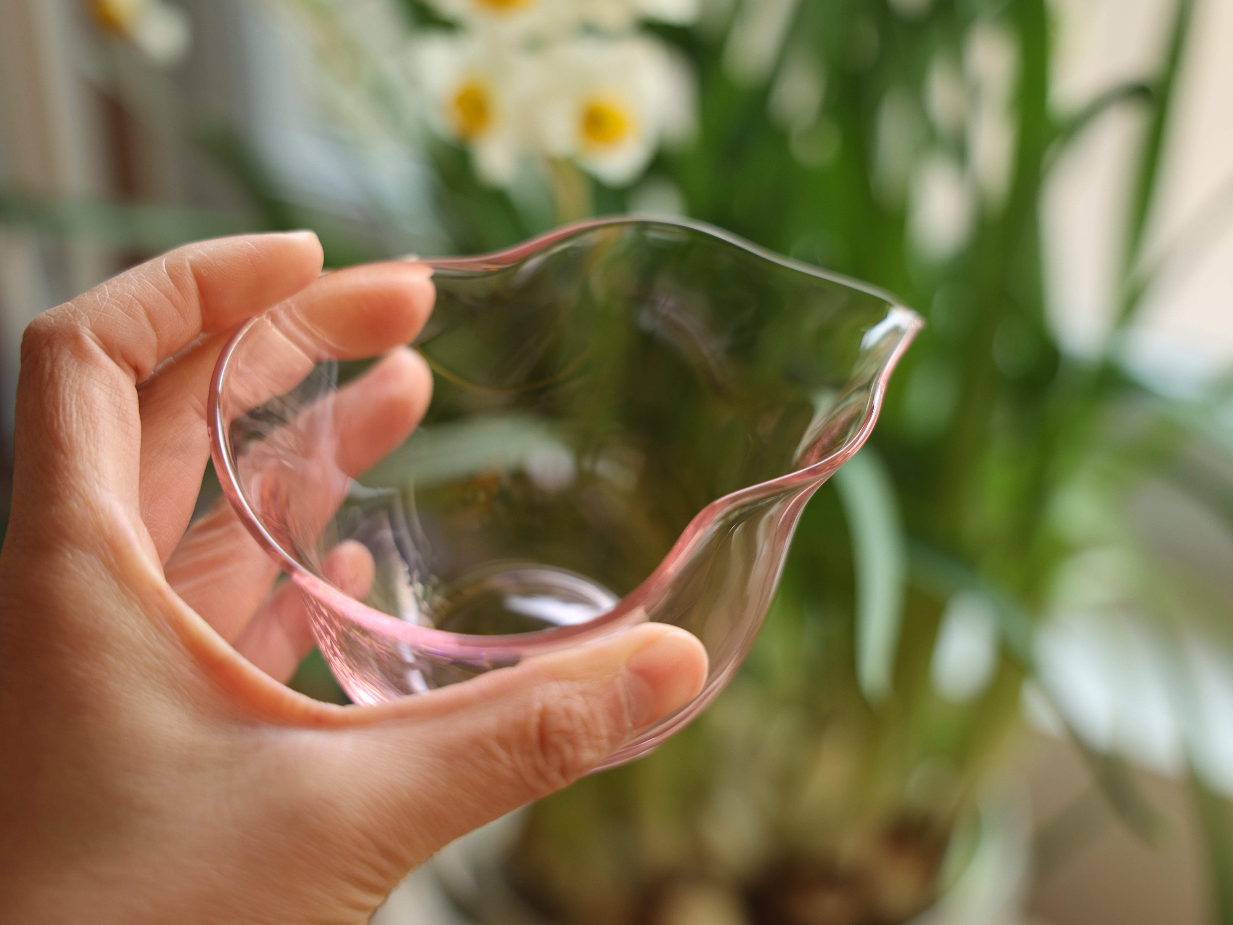 Handblown Pink Gourd Glass Faircup