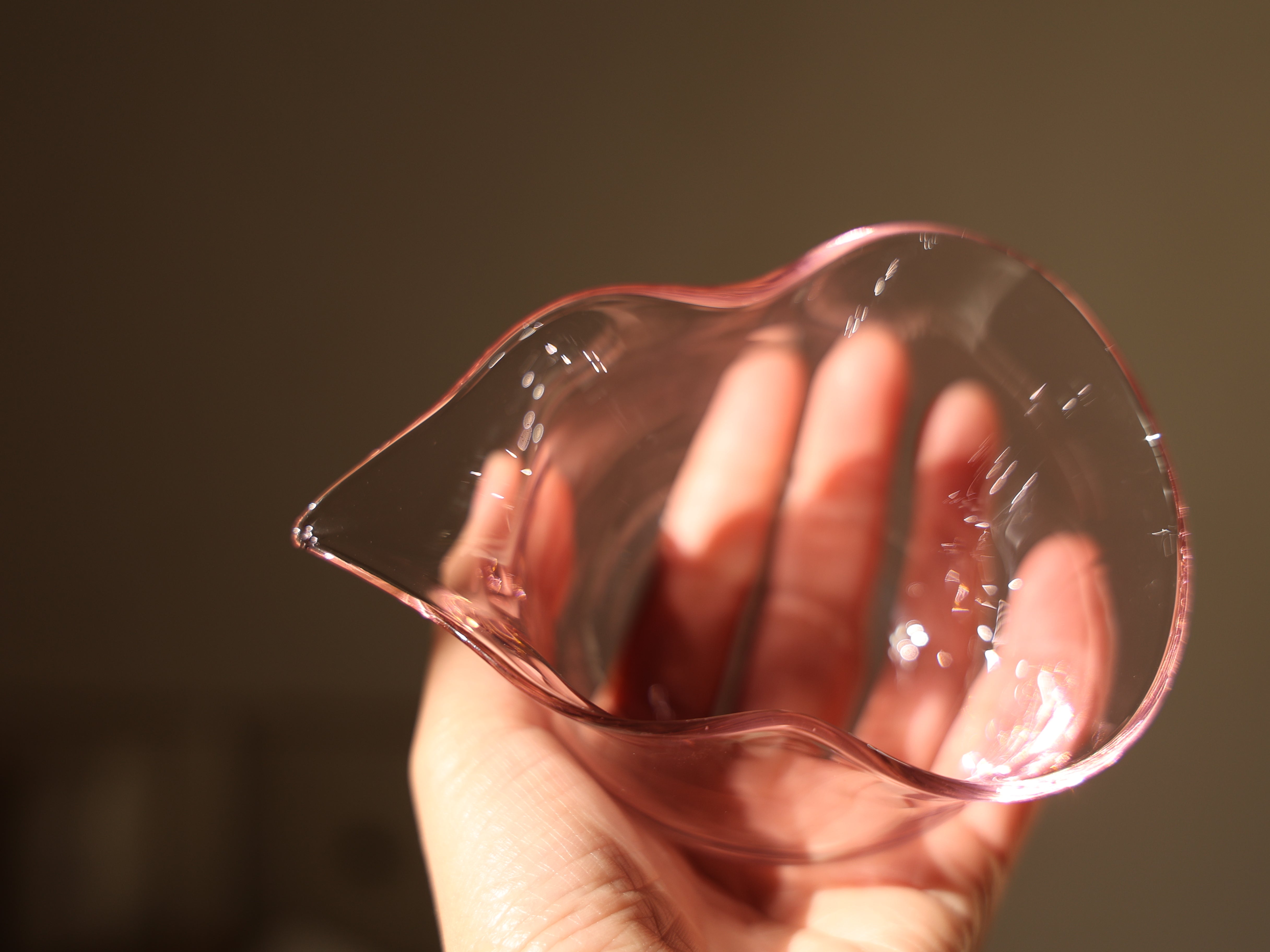 Handblown Pink Gourd Glass Faircup