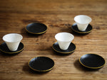 Gold Edge Wood Teacup Holder