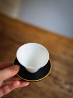 Gold Edge Wood Teacup Holder