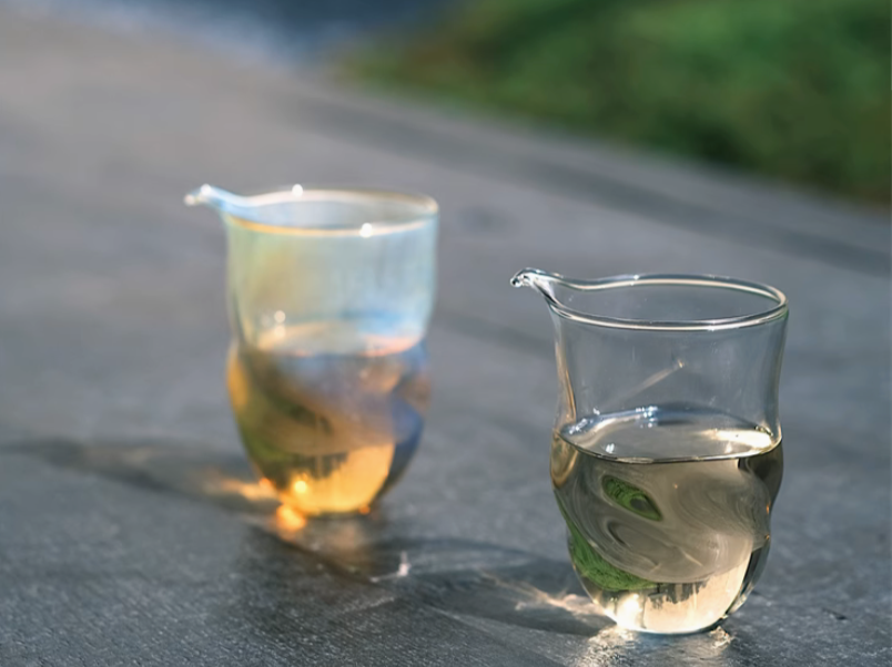 Hand blown Glass Iridescent & Transparent Dancing Faircup