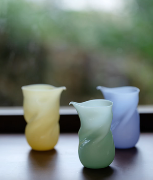 Hand blown Glass Pastel & Dancing Faircup