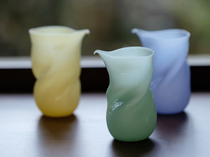 Hand blown Glass Pastel & Dancing Faircup