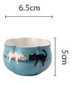 Handpainted Sleeping Cats Pastel Blue Tea Cup - 150ml