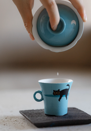 Handpainted Sleeping Cats Gaiwan #02