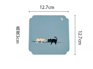 Handpainted Sleeping Cats Pastel Blue Tray