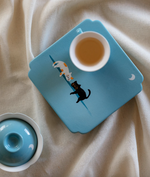 Handpainted Sleeping Cats Pastel Blue Tray