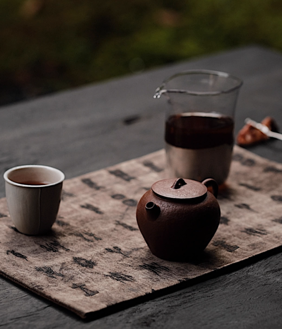 Hand-dyed Oracle Bone Script Double Sided Tea Mate