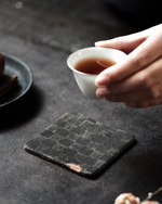 Black Squares Double Sides Teacup Saucers (set of two)