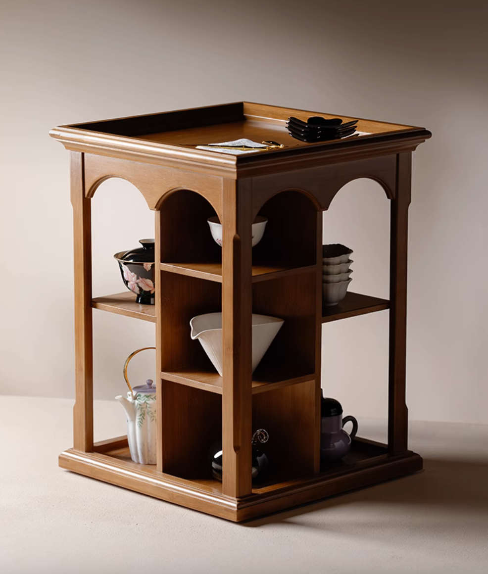 360° Rotating Bamboo Tea Cabinet