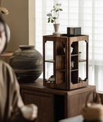 360° Rotating Walnut Tea Cabinet