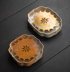 Copper Sun  Shino Ink Tea Tray #01