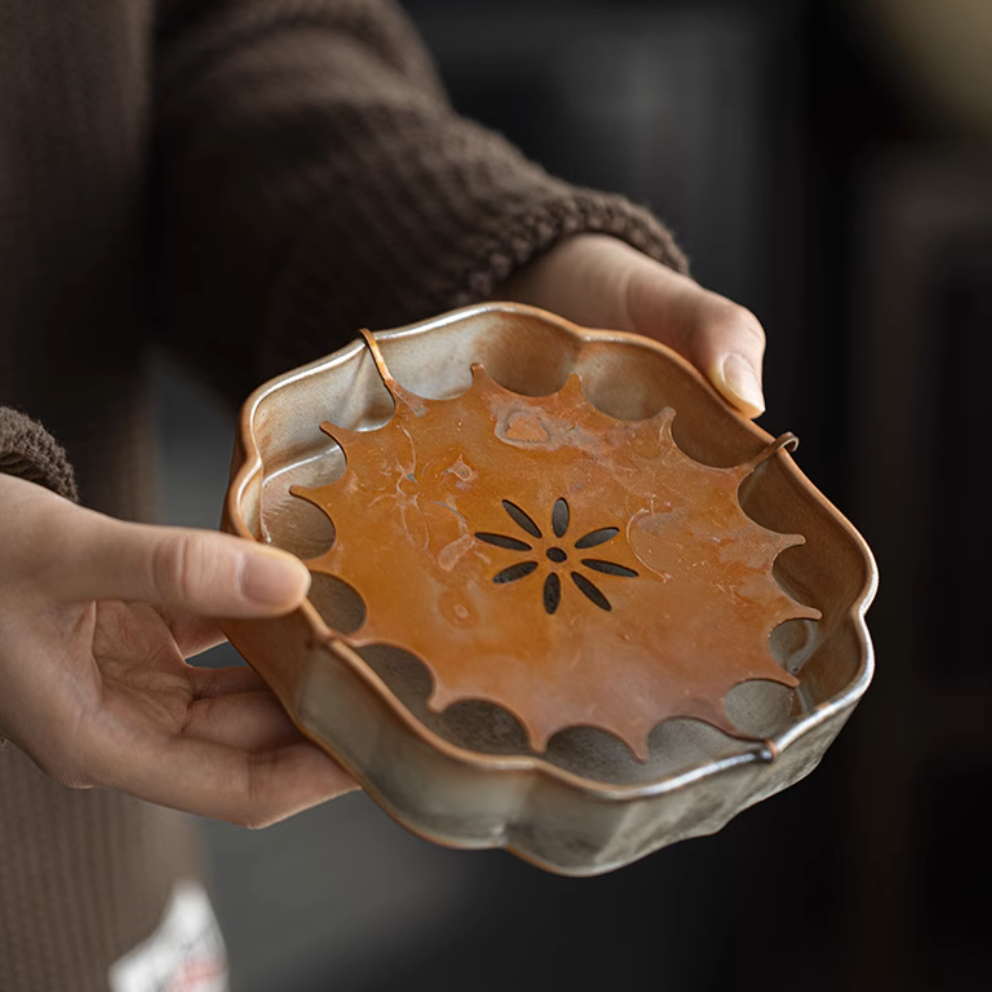 Copper Sun  Shino Ink Tea Tray #01