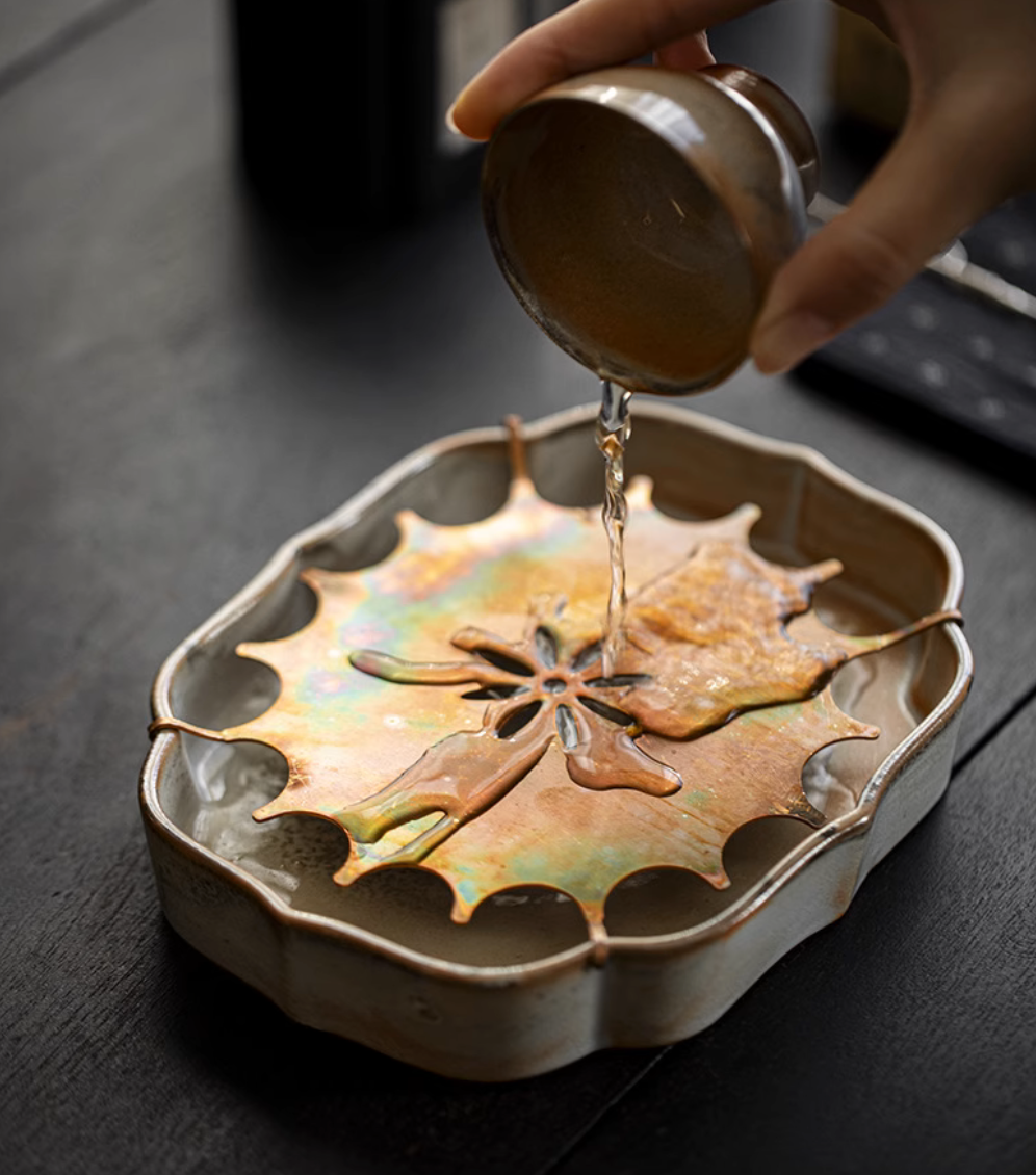 Copper Sun Shino Ink Tea Tray #02