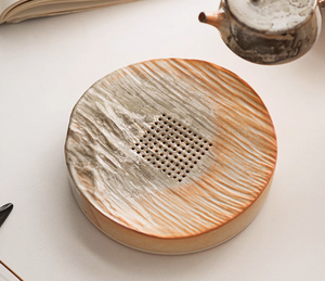 Sea Waves Shino Ink Tea Tray -Round