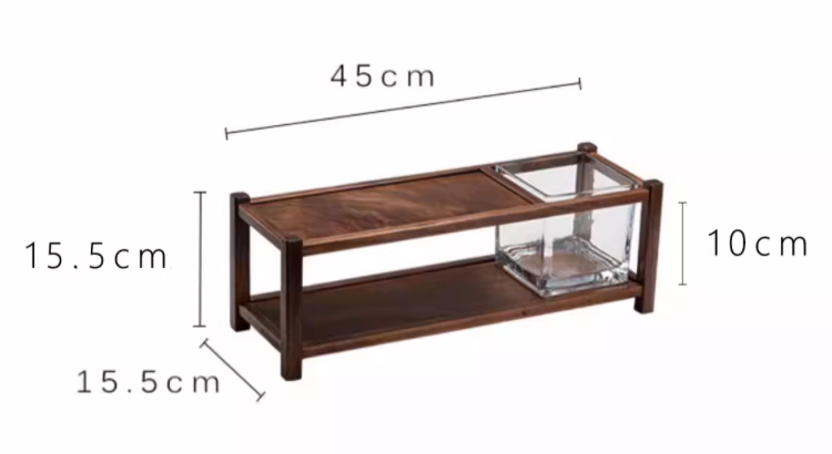 Walnut Teaware Shelf (including a glass container)