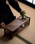Walnut Teaware Shelf (including a glass container)