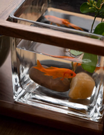 Walnut Teaware Shelf (including a glass container)