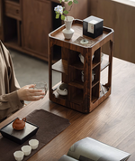 360° Rotating Walnut Tea Cabinet