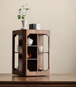 360° Rotating Walnut Tea Cabinet