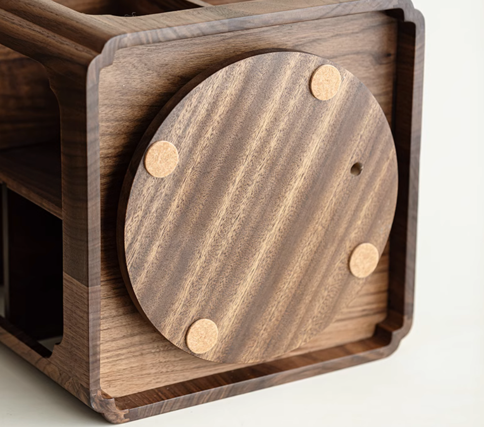 360° Rotating Walnut Tea Cabinet