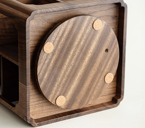 360° Rotating Walnut Tea Cabinet