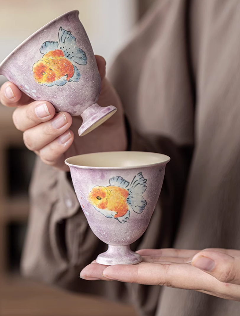 Handpainted Goldfish Teacup