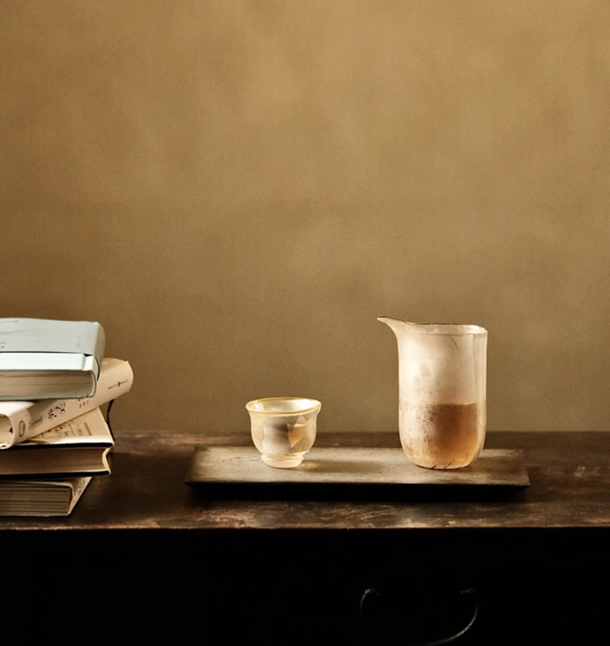 [Qin] Handblown Frost Glass Faircup- Tall