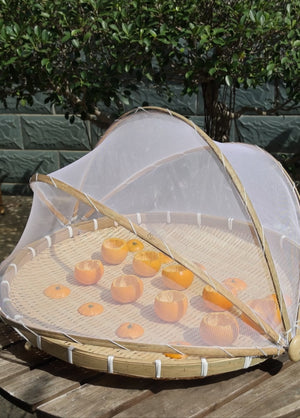 Handmade Bamboo Drying Basket with a Net Screen