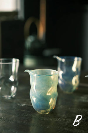 Hand blown Glass Iridescent & Transparent Dancing Faircup