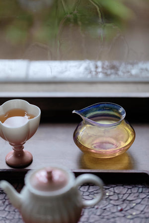 Hand Blown Glass Colorful Bird Faircup