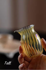 Hand Blown Glass Amber Spiral Faircup