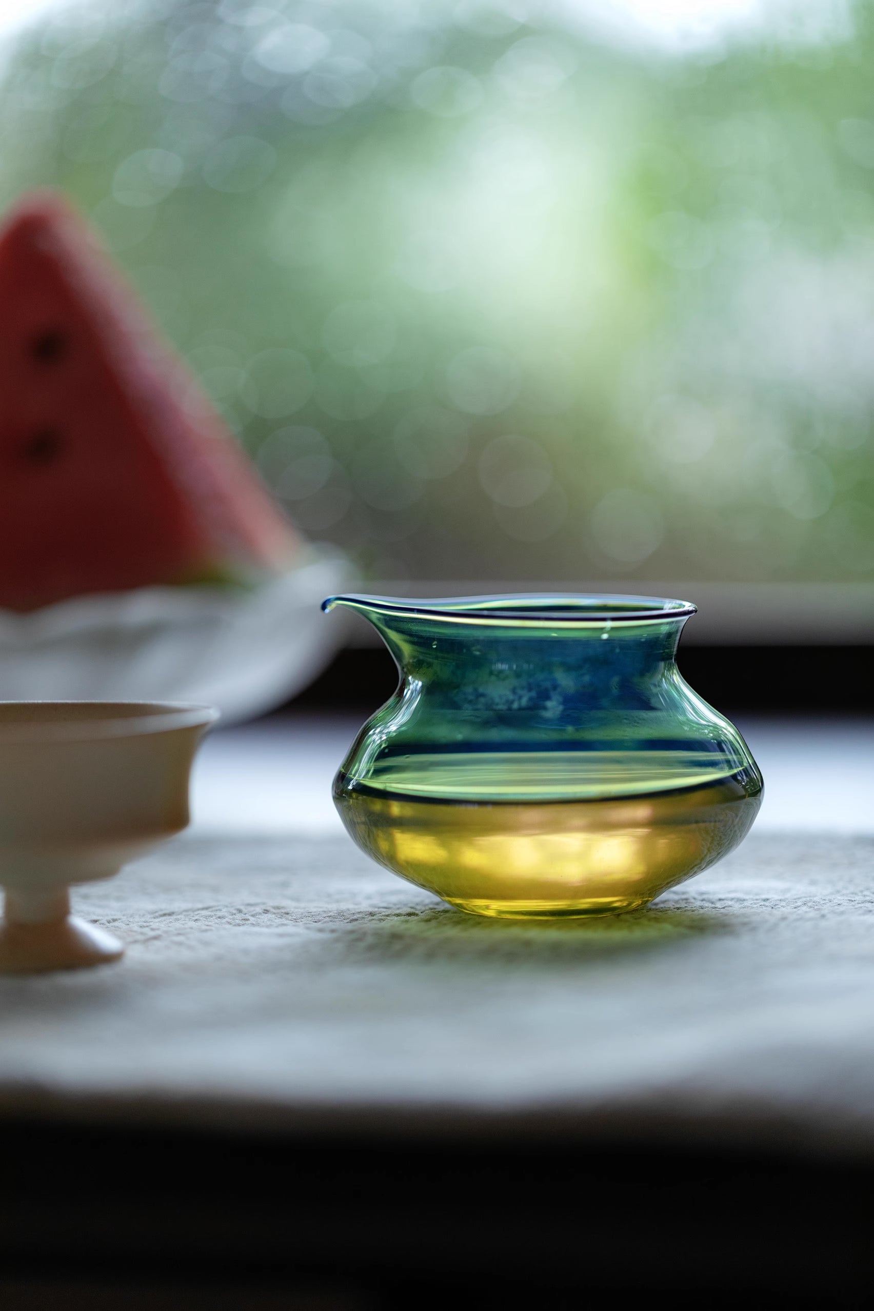 Hand Blown Glass Colorful Bird Faircup