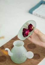 Handmade Cloudy Green Glass Tea Scoop (with a needle)